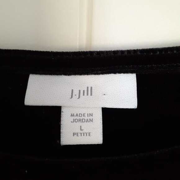 J. Jill Velvet 3/4 Sleeve Round Neck Top in Black Size LP Petite - Picture 3 of 11